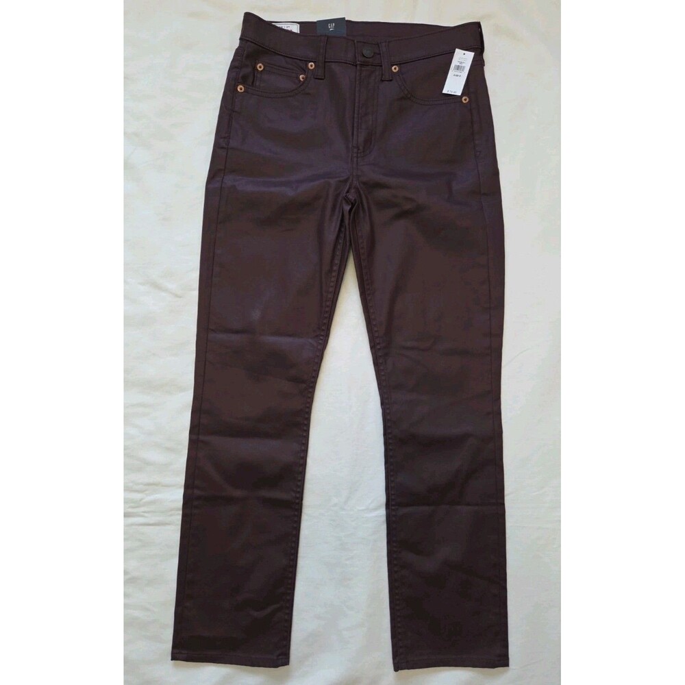 NWT Gap Mid Rise Vintage Slim Coated Jeans Rich Wine Burgundy Faux Leather 2/26R